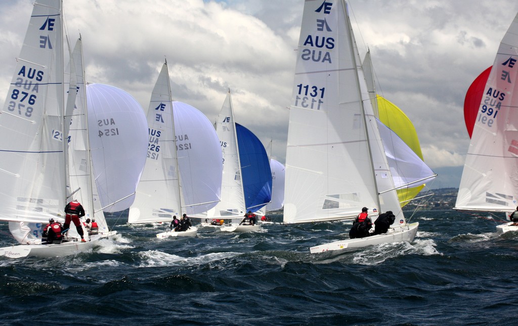 Fleet in the blustery conditions - Day 2 © Etchells Media http://www.etchells.org.au/nationals/